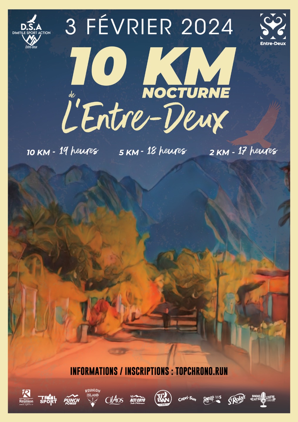 AFFICHE 10km Nocturne Entre Deux DSA