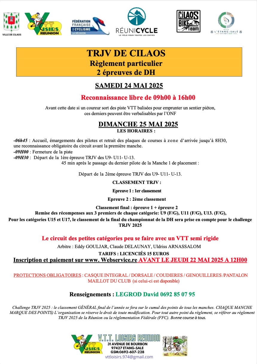 REGLEMENT VTT TRJV Cilaos 2025