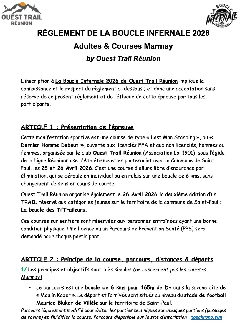 REGLEMENT BOUCLE INFERNALE OTR 2026