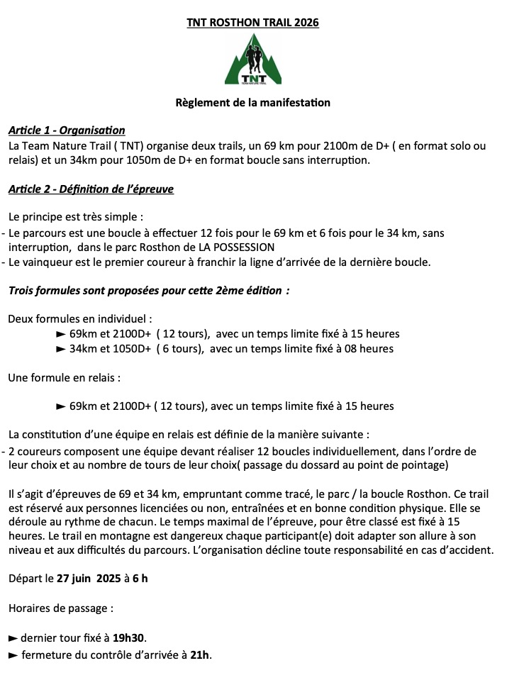REGLEMENT Rosthon Trail 2026 TNT